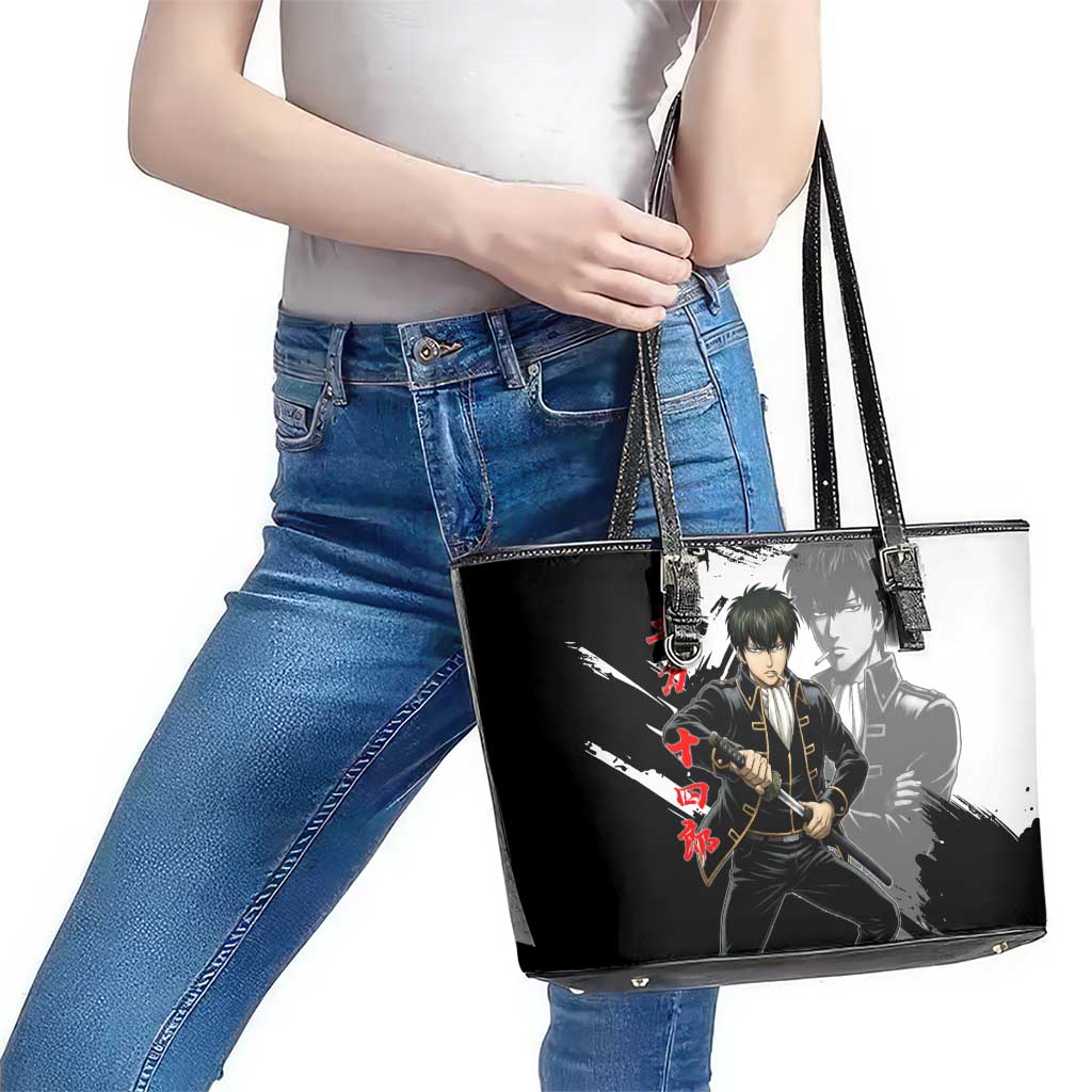 Toshiro Hijikata Leather Tote Bag Dark Shinsengumi Ink Style