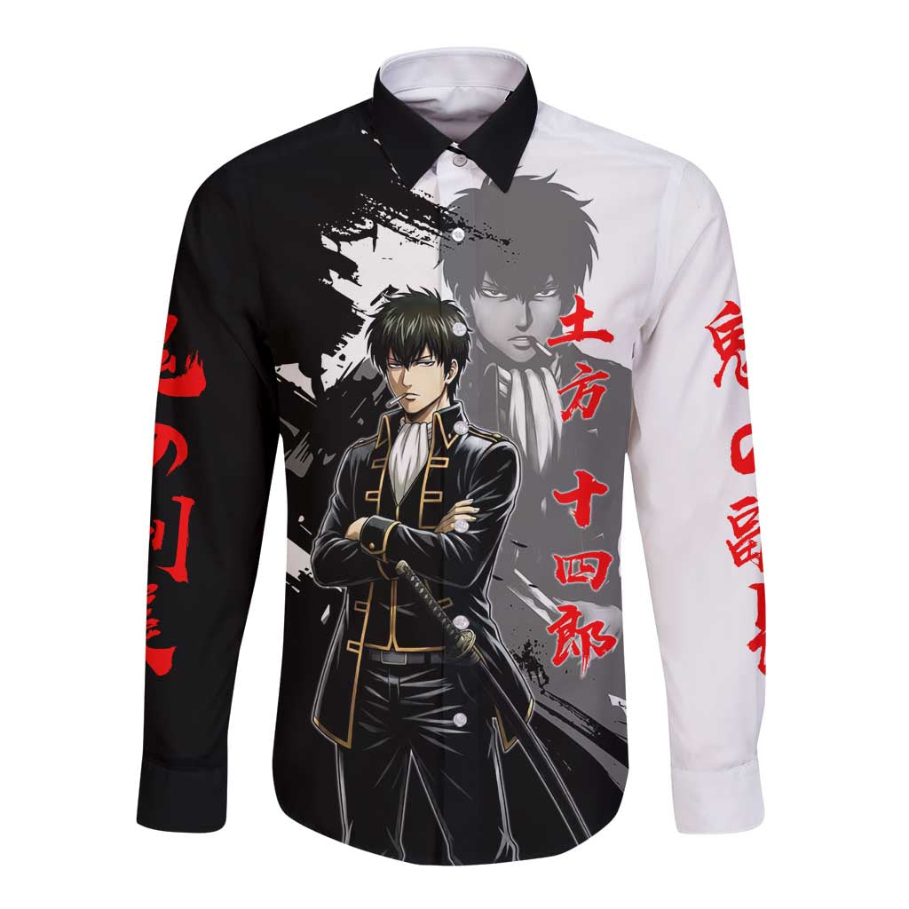 Toshiro Hijikata Long Sleeve Button Shirt Dark Shinsengumi Ink Style