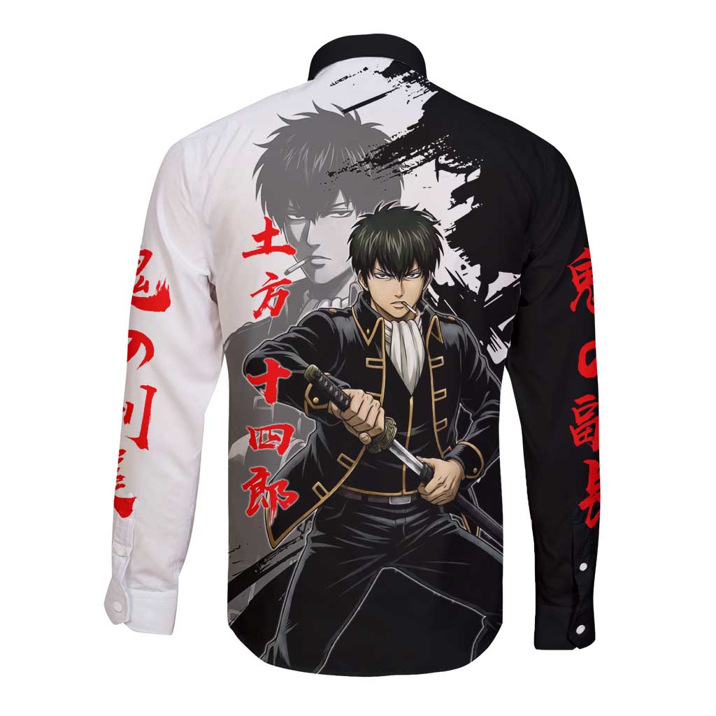 Toshiro Hijikata Long Sleeve Button Shirt Dark Shinsengumi Ink Style