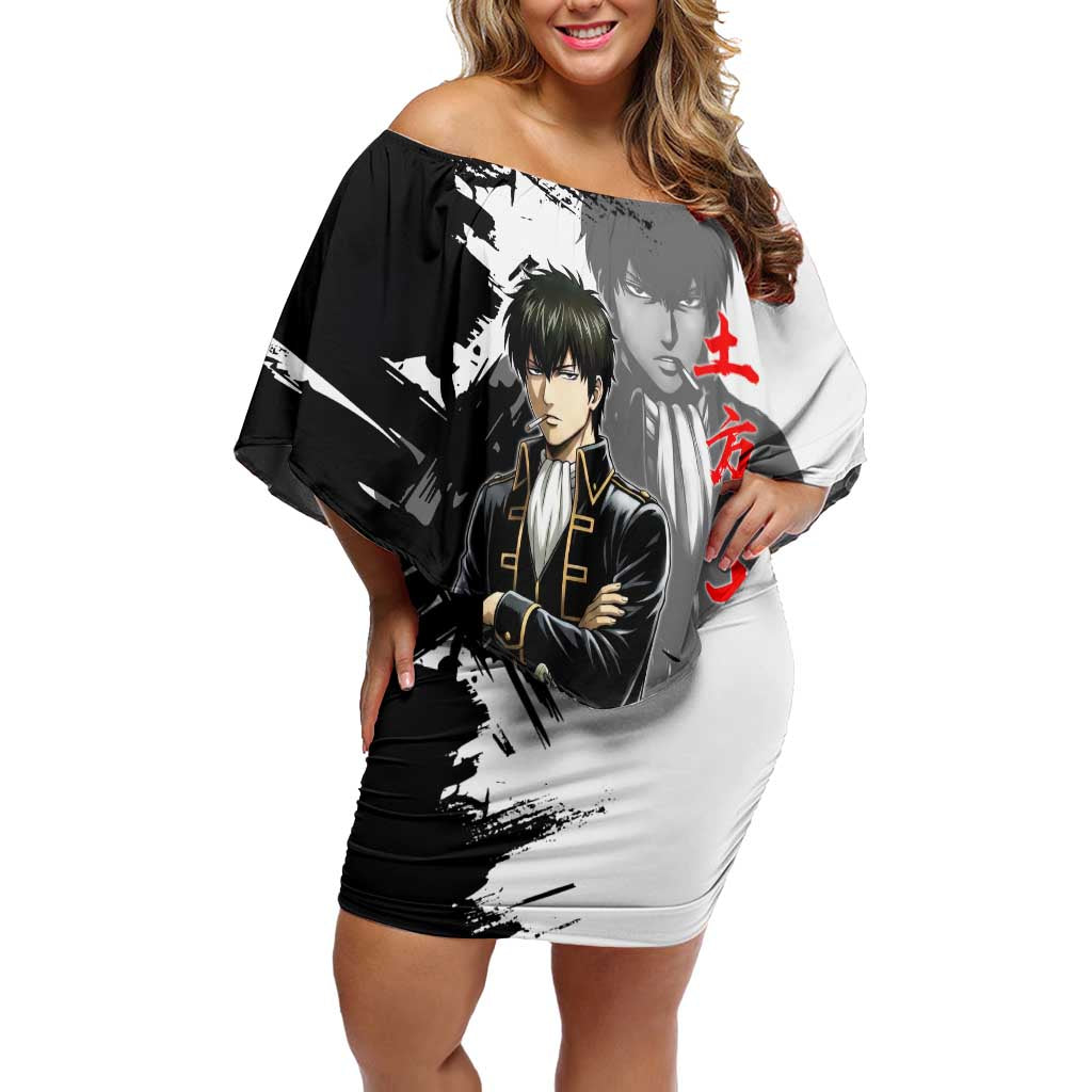 Toshiro Hijikata Off Shoulder Short Dress Dark Shinsengumi Ink Style
