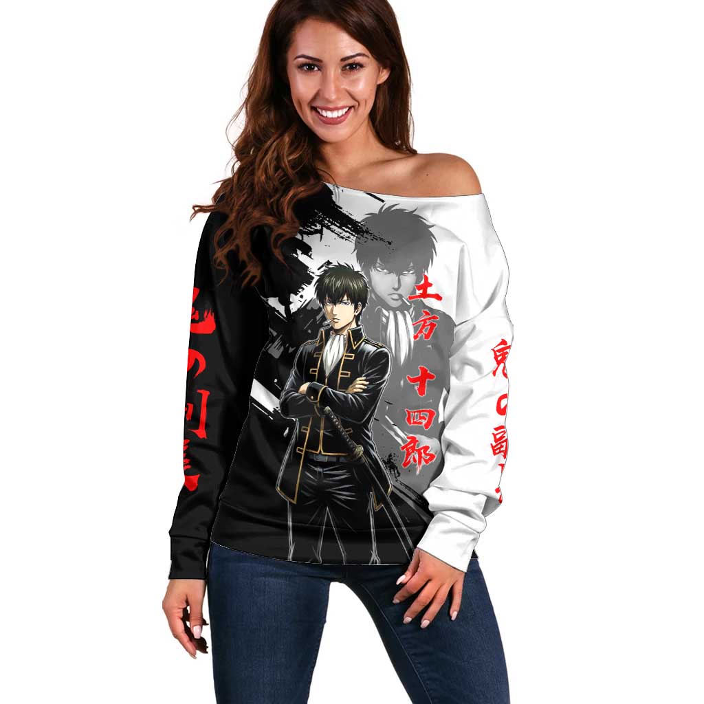 Toshiro Hijikata Off Shoulder Sweater Dark Shinsengumi Ink Style