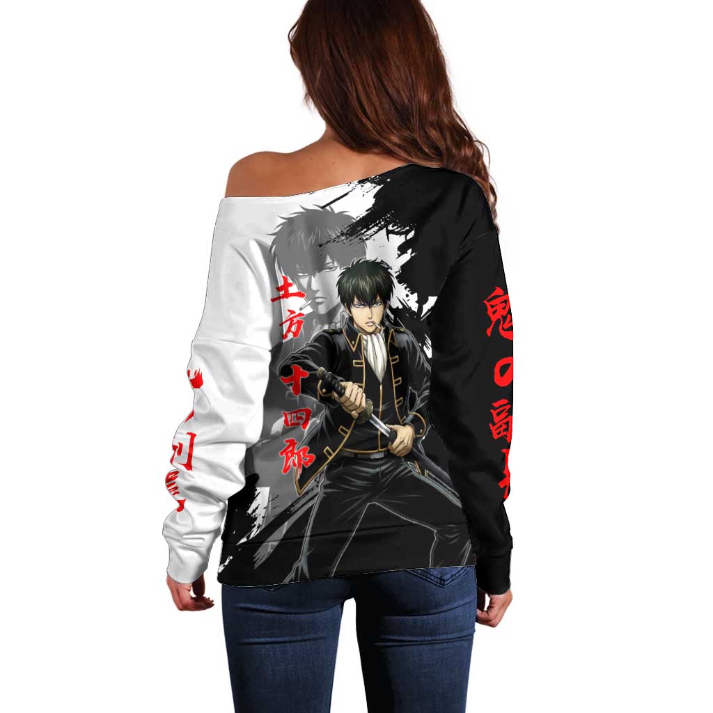 Toshiro Hijikata Off Shoulder Sweater Dark Shinsengumi Ink Style