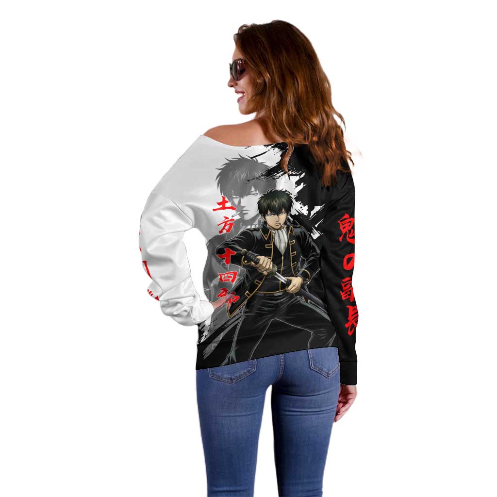 Toshiro Hijikata Off Shoulder Sweater Dark Shinsengumi Ink Style