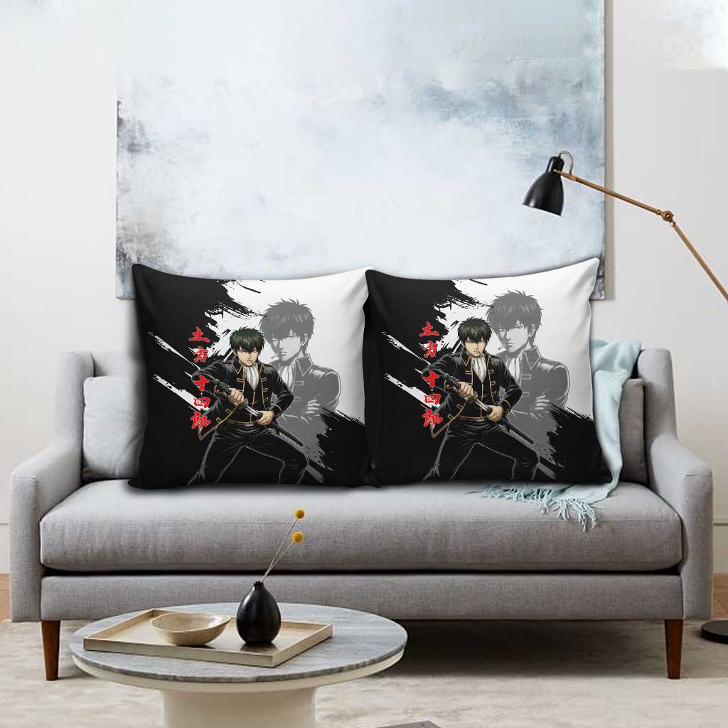 Toshiro Hijikata Pillow Cover Dark Shinsengumi Ink Style
