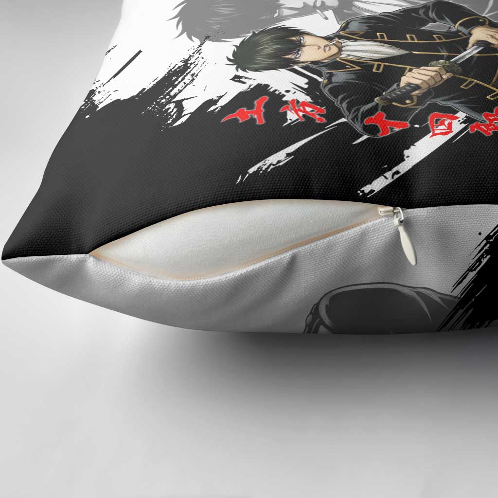 Toshiro Hijikata Pillow Cover Dark Shinsengumi Ink Style