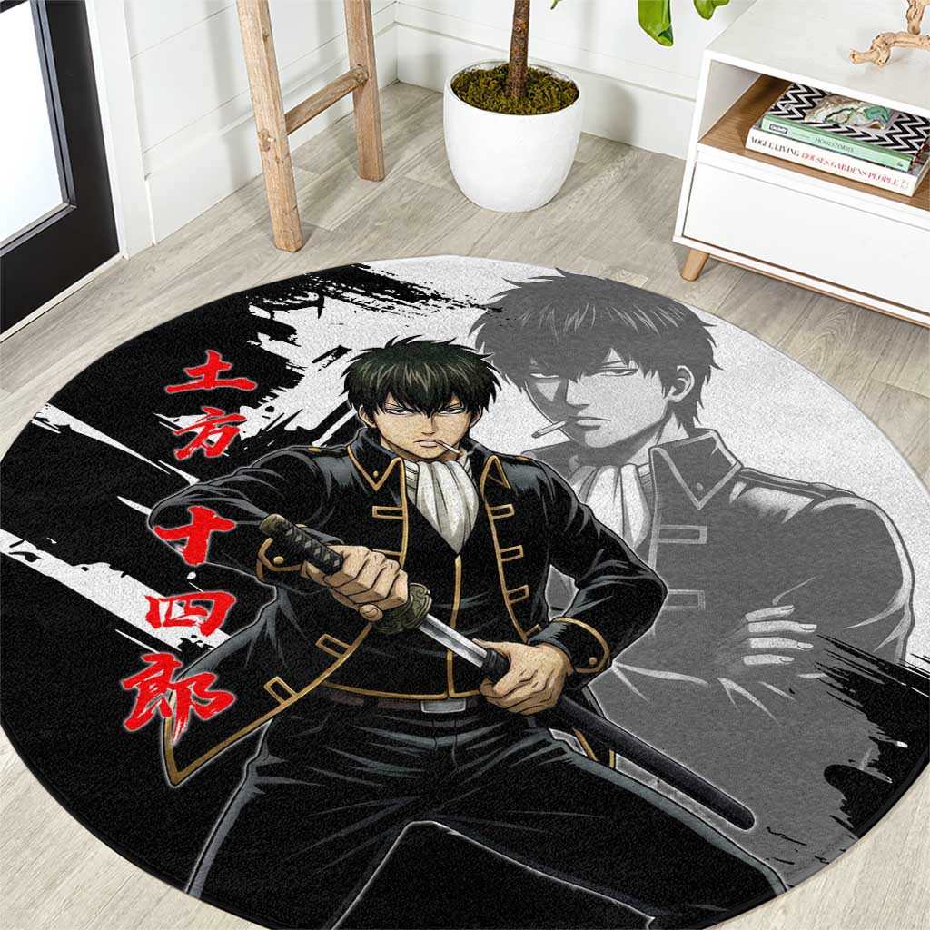 Toshiro Hijikata Round Carpet Dark Shinsengumi Ink Style