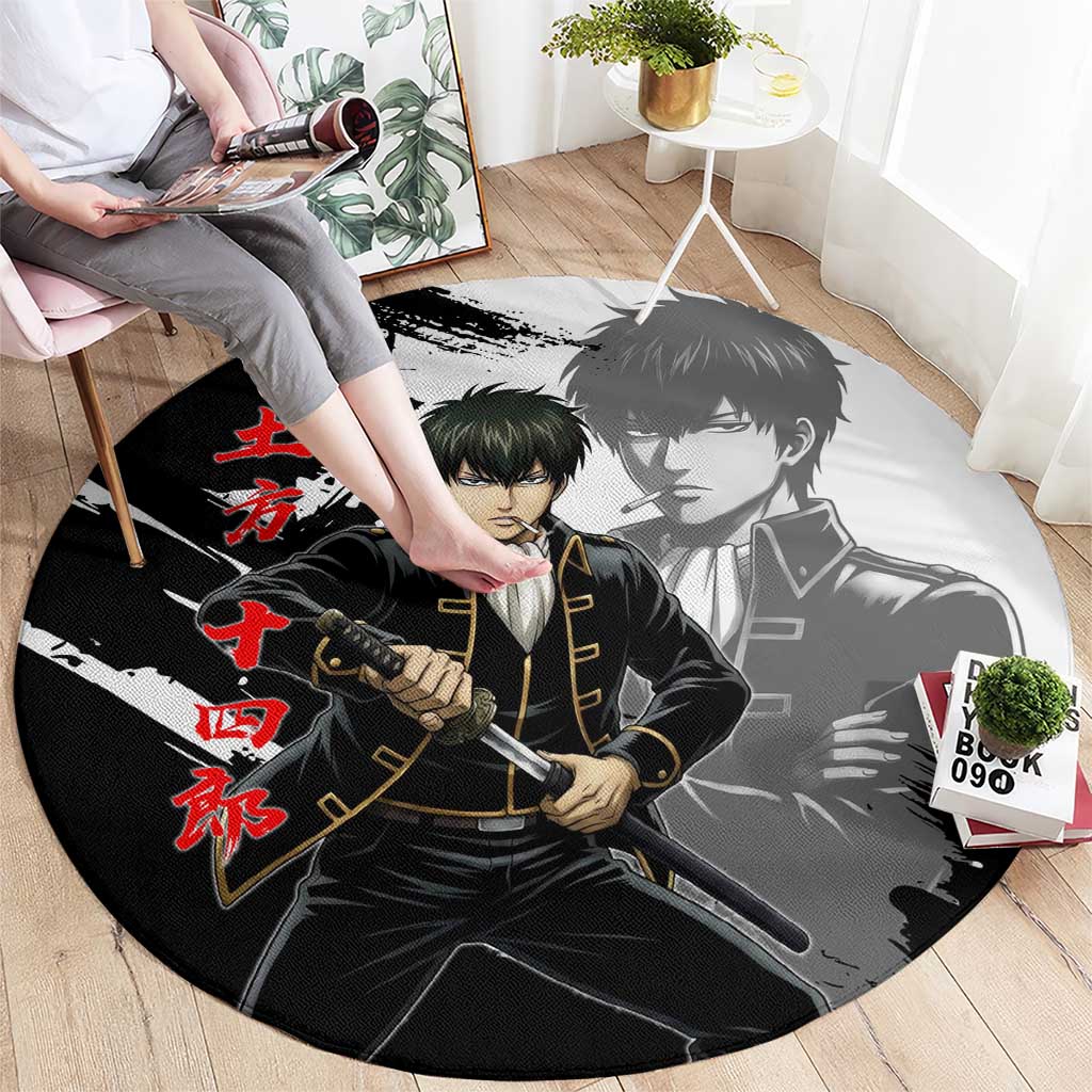 Toshiro Hijikata Round Carpet Dark Shinsengumi Ink Style
