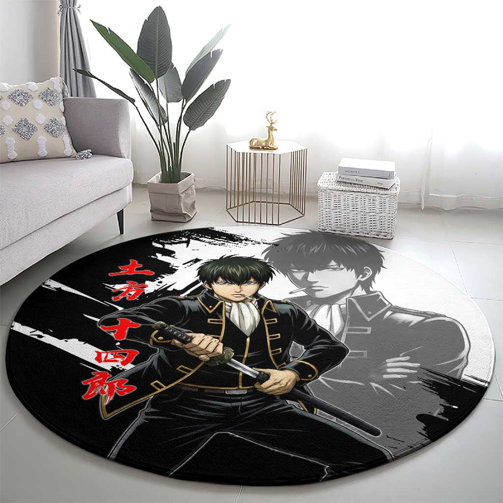 Toshiro Hijikata Round Carpet Dark Shinsengumi Ink Style
