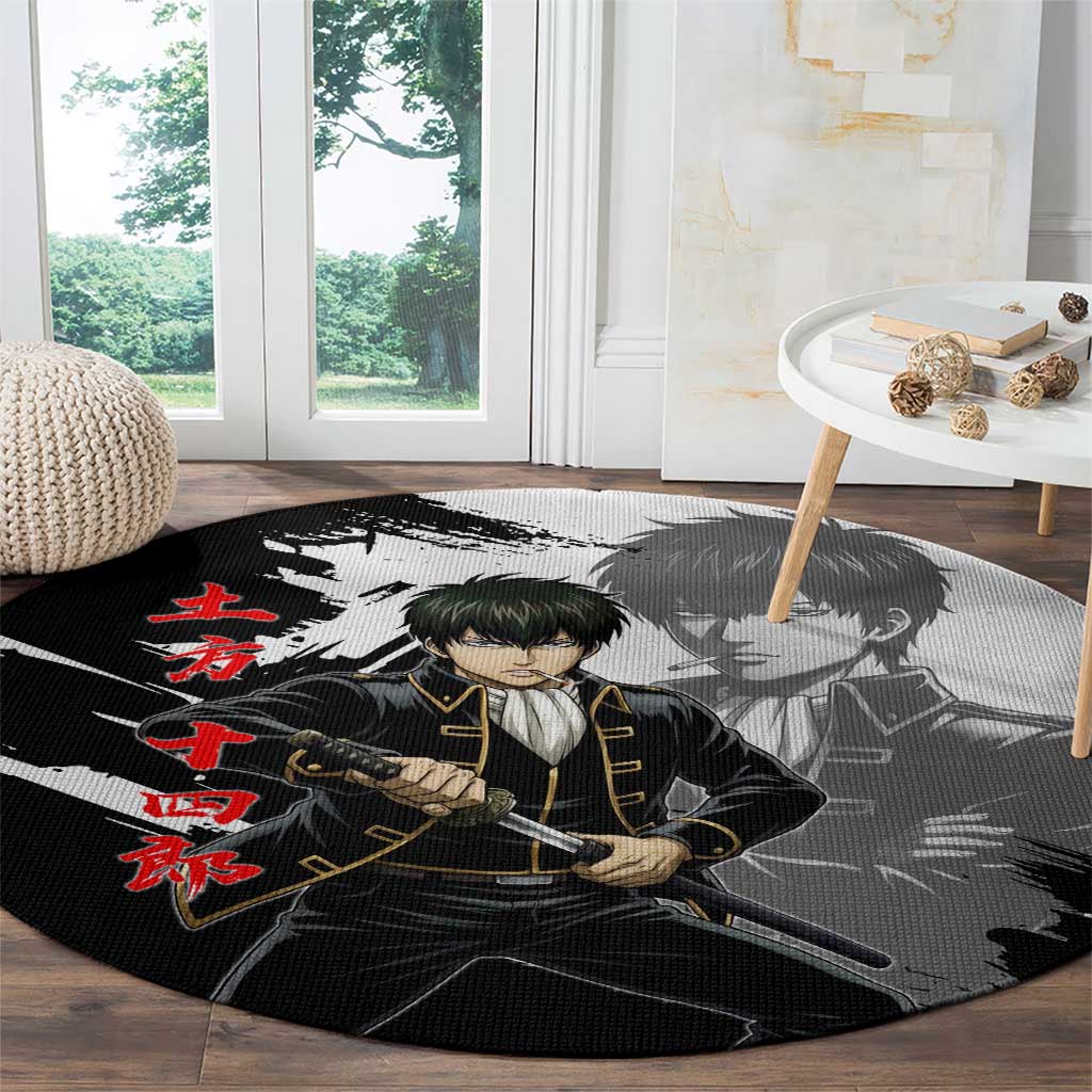 Toshiro Hijikata Round Carpet Dark Shinsengumi Ink Style