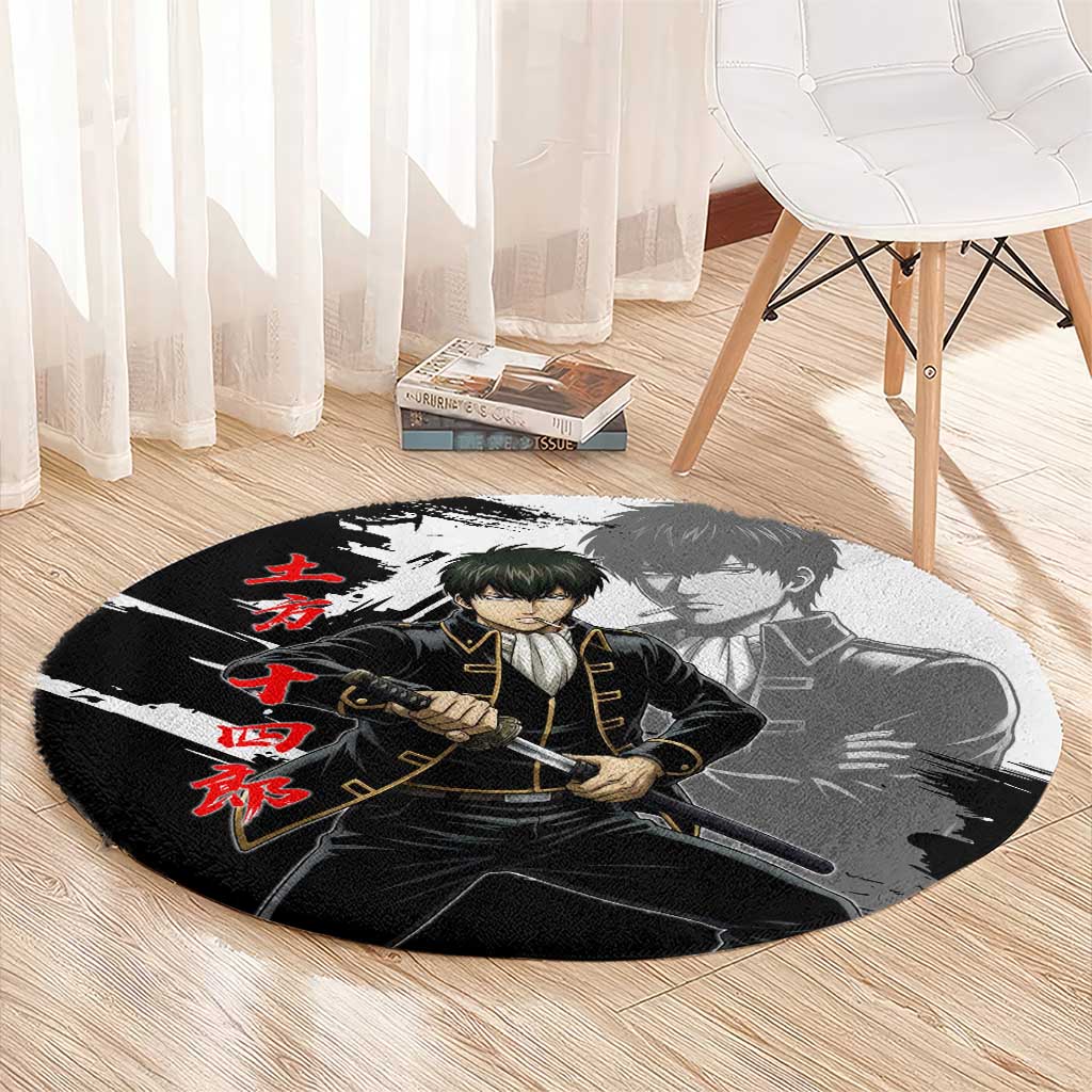 Toshiro Hijikata Round Carpet Dark Shinsengumi Ink Style