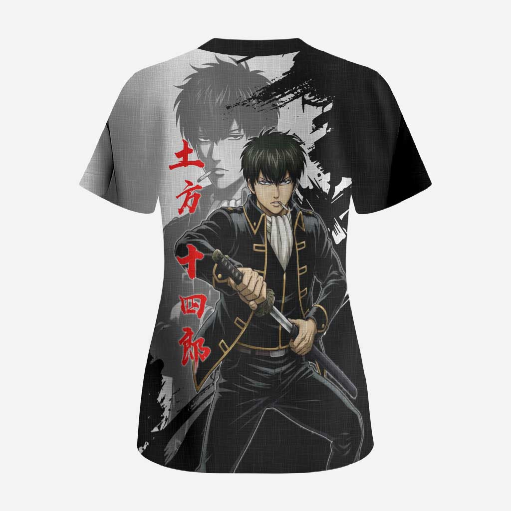 Toshiro Hijikata Scrub Top Dark Shinsengumi Ink Style