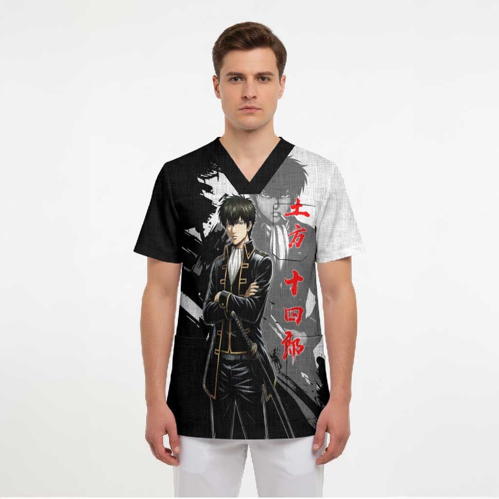 Toshiro Hijikata Scrub Top Dark Shinsengumi Ink Style