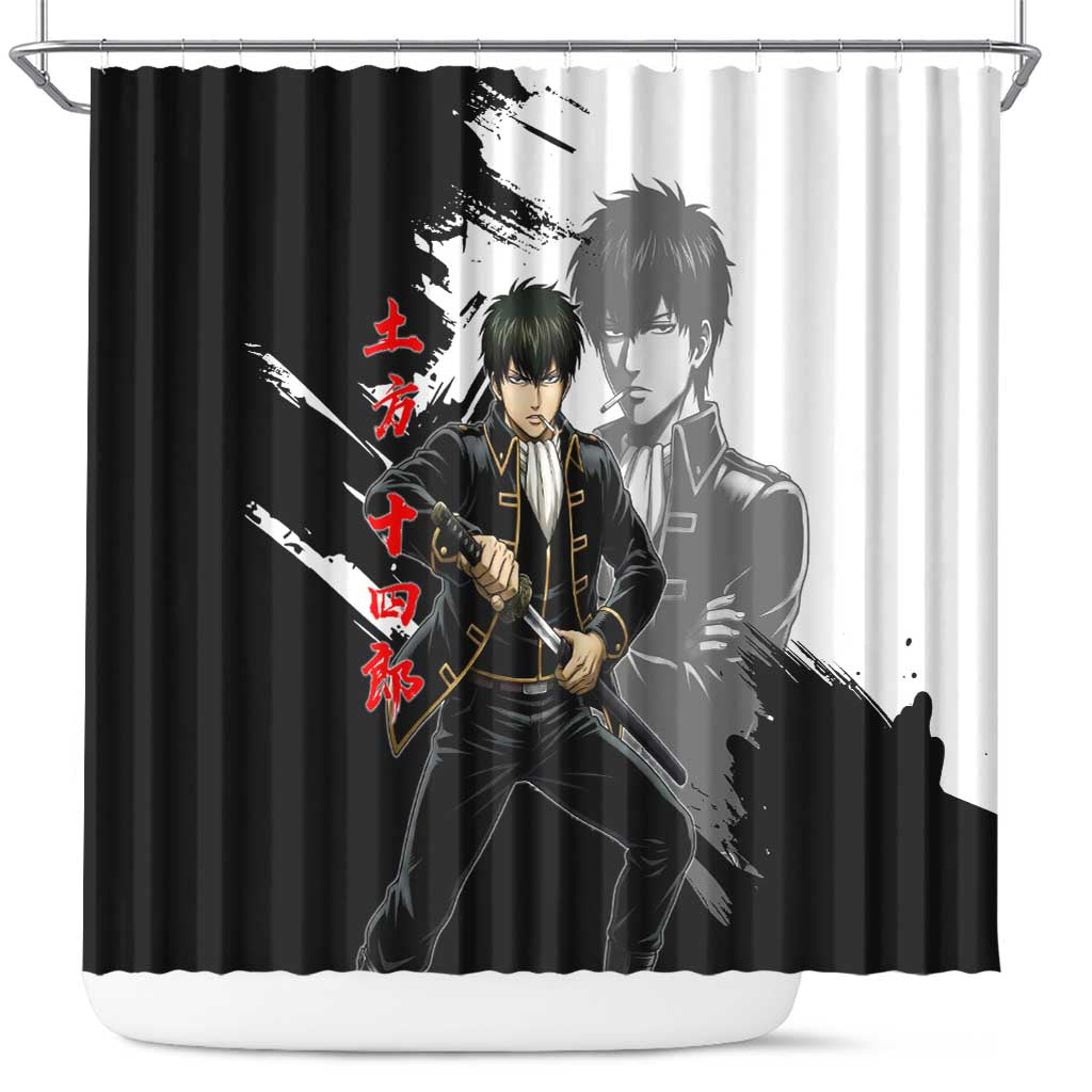 Toshiro Hijikata Shower Curtain Dark Shinsengumi Ink Style