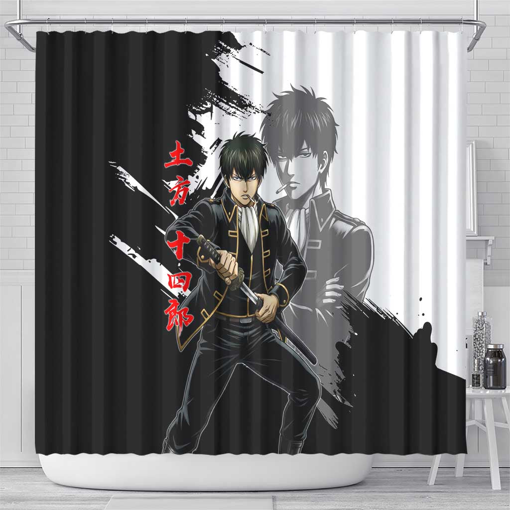 Toshiro Hijikata Shower Curtain Dark Shinsengumi Ink Style