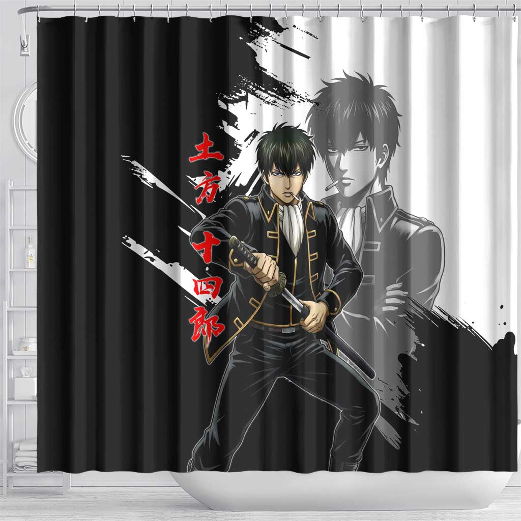 Toshiro Hijikata Shower Curtain Dark Shinsengumi Ink Style