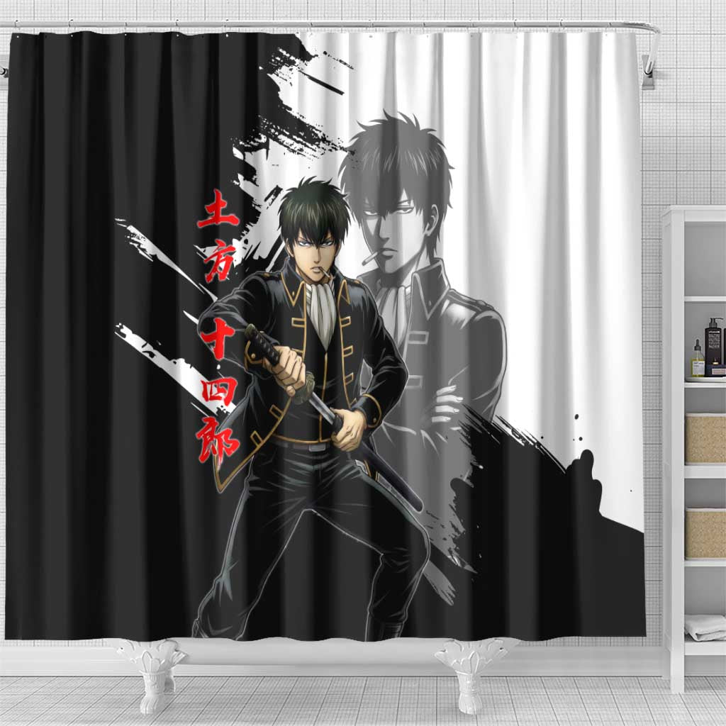 Toshiro Hijikata Shower Curtain Dark Shinsengumi Ink Style