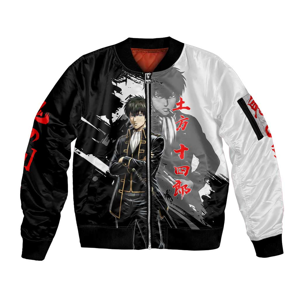 Toshiro Hijikata Sleeve Zip Bomber Jacket Dark Shinsengumi Ink Style