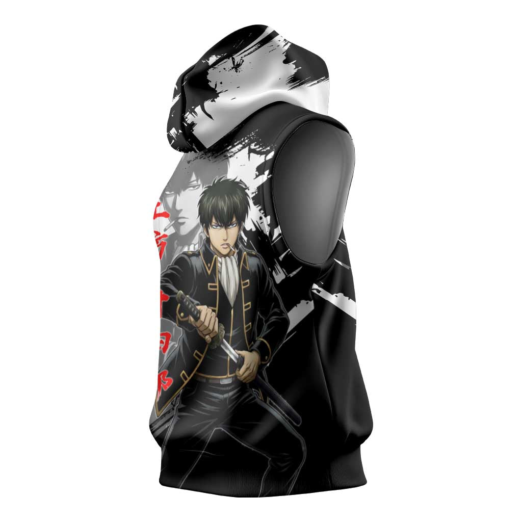 Toshiro Hijikata Sleeveless Hoodie Dark Shinsengumi Ink Style