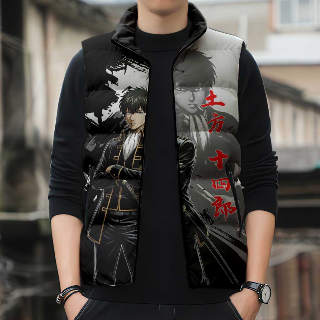 Toshiro Hijikata Sleeveless Puffer Jacket Dark Shinsengumi Ink Style