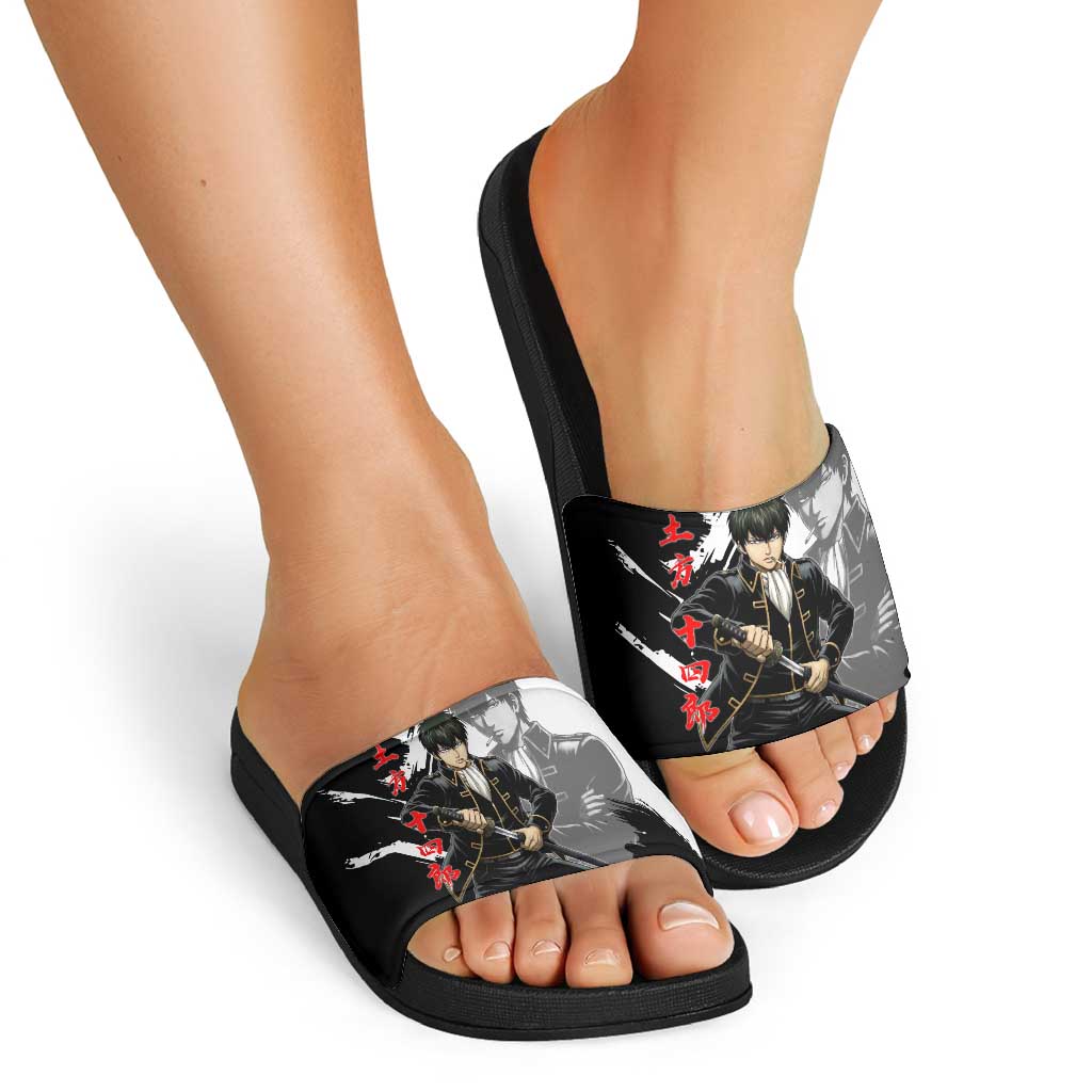 Toshiro Hijikata Slide Sandals Dark Shinsengumi Ink Style