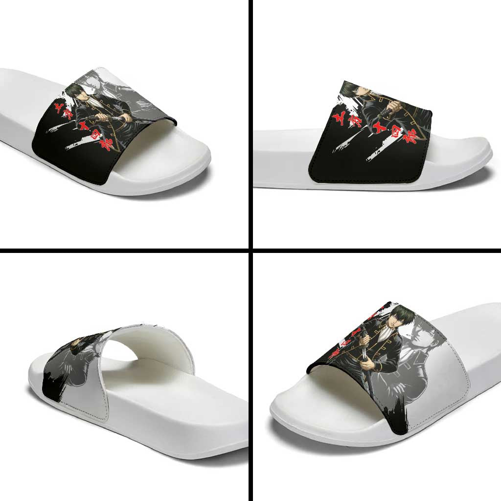Toshiro Hijikata Slide Sandals Dark Shinsengumi Ink Style