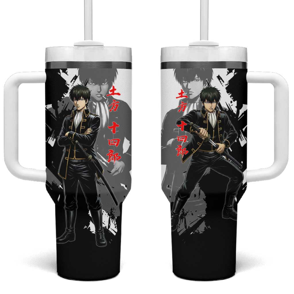 Toshiro Hijikata Tumbler With Handle Dark Shinsengumi Ink Style