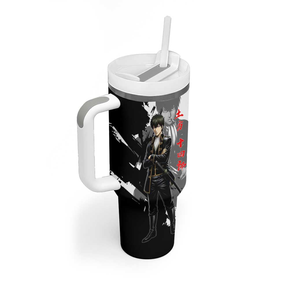 Toshiro Hijikata Tumbler With Handle Dark Shinsengumi Ink Style