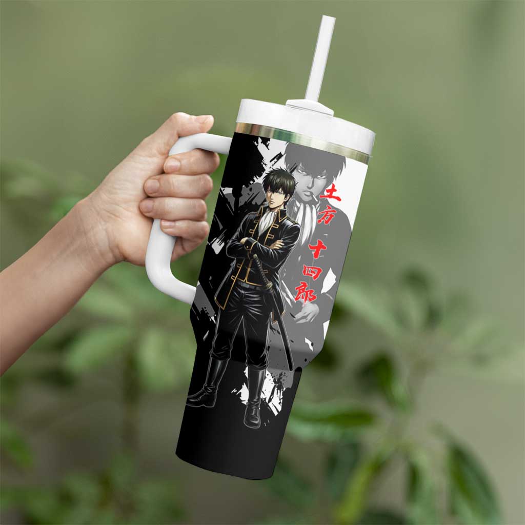 Toshiro Hijikata Tumbler With Handle Dark Shinsengumi Ink Style
