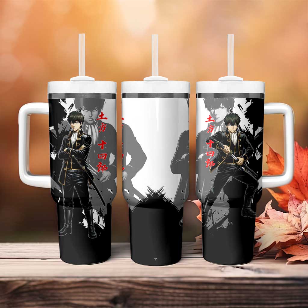 Toshiro Hijikata Tumbler With Handle Dark Shinsengumi Ink Style