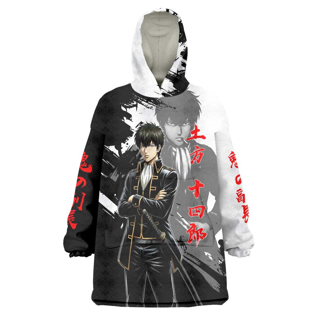 Toshiro Hijikata Wearable Blanket Hoodie Dark Shinsengumi Ink Style