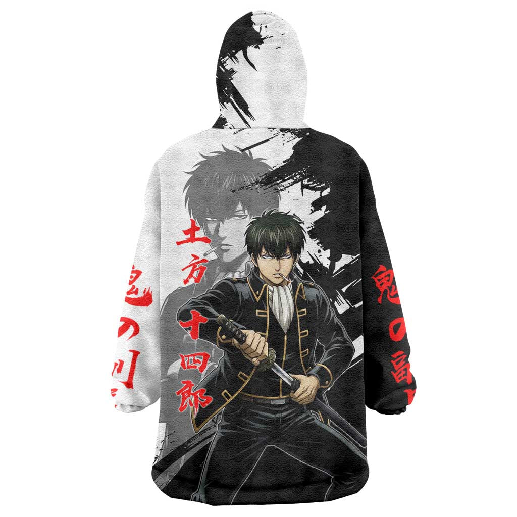 Toshiro Hijikata Wearable Blanket Hoodie Dark Shinsengumi Ink Style