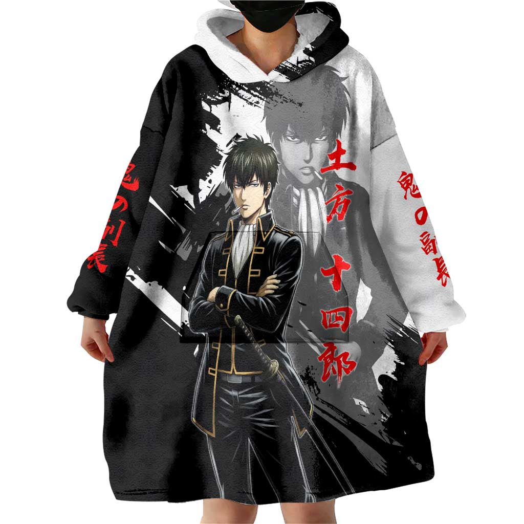 Toshiro Hijikata Wearable Blanket Hoodie Dark Shinsengumi Ink Style
