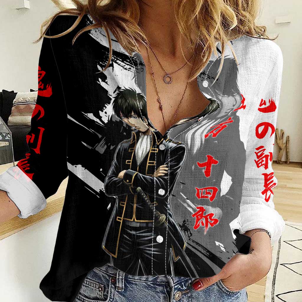 Toshiro Hijikata Women Casual Shirt Dark Shinsengumi Ink Style
