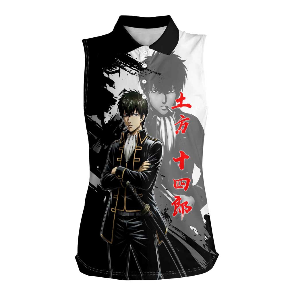Toshiro Hijikata Women Sleeveless Polo Shirt Dark Shinsengumi Ink Style