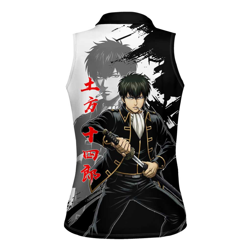 Toshiro Hijikata Women Sleeveless Polo Shirt Dark Shinsengumi Ink Style