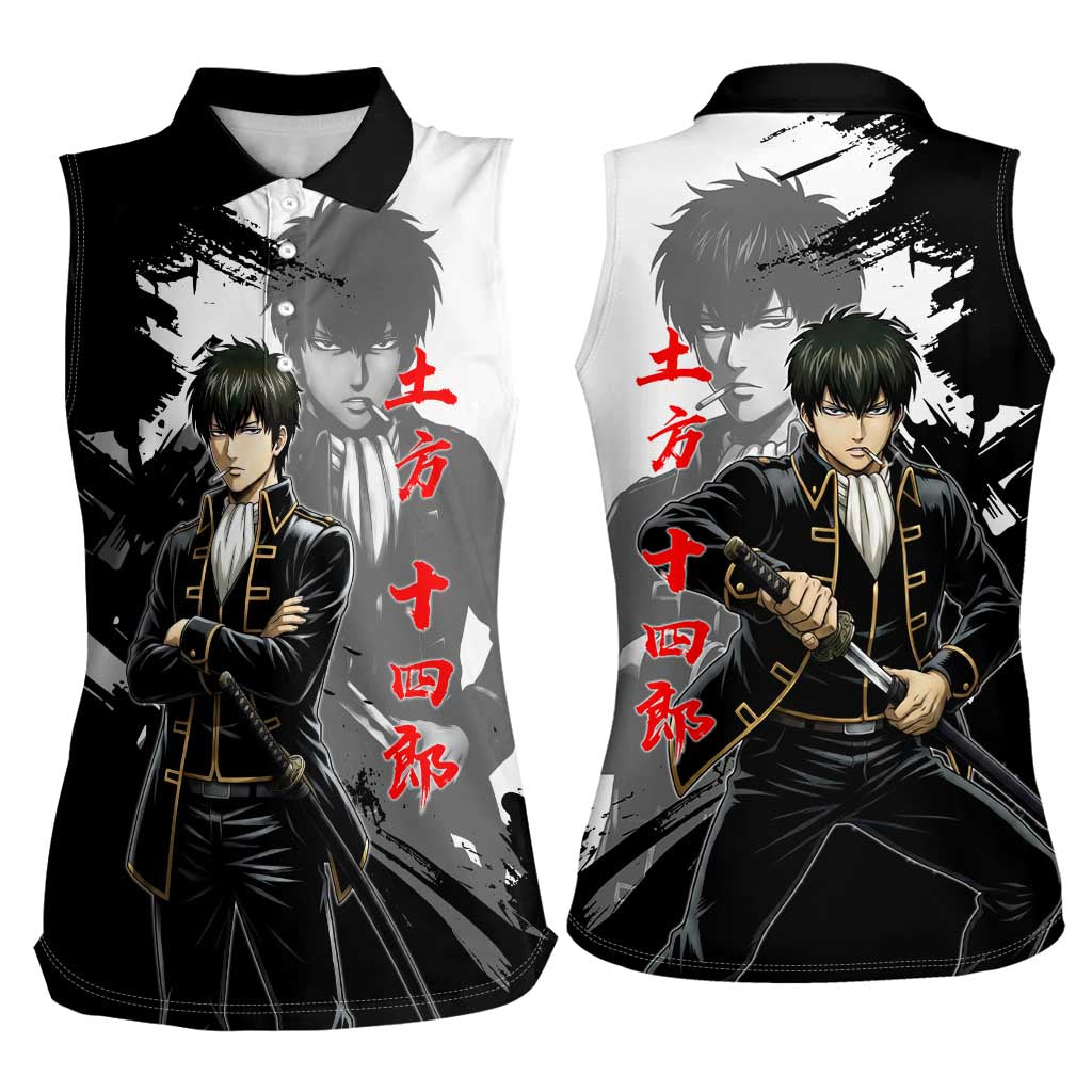 Toshiro Hijikata Women Sleeveless Polo Shirt Dark Shinsengumi Ink Style
