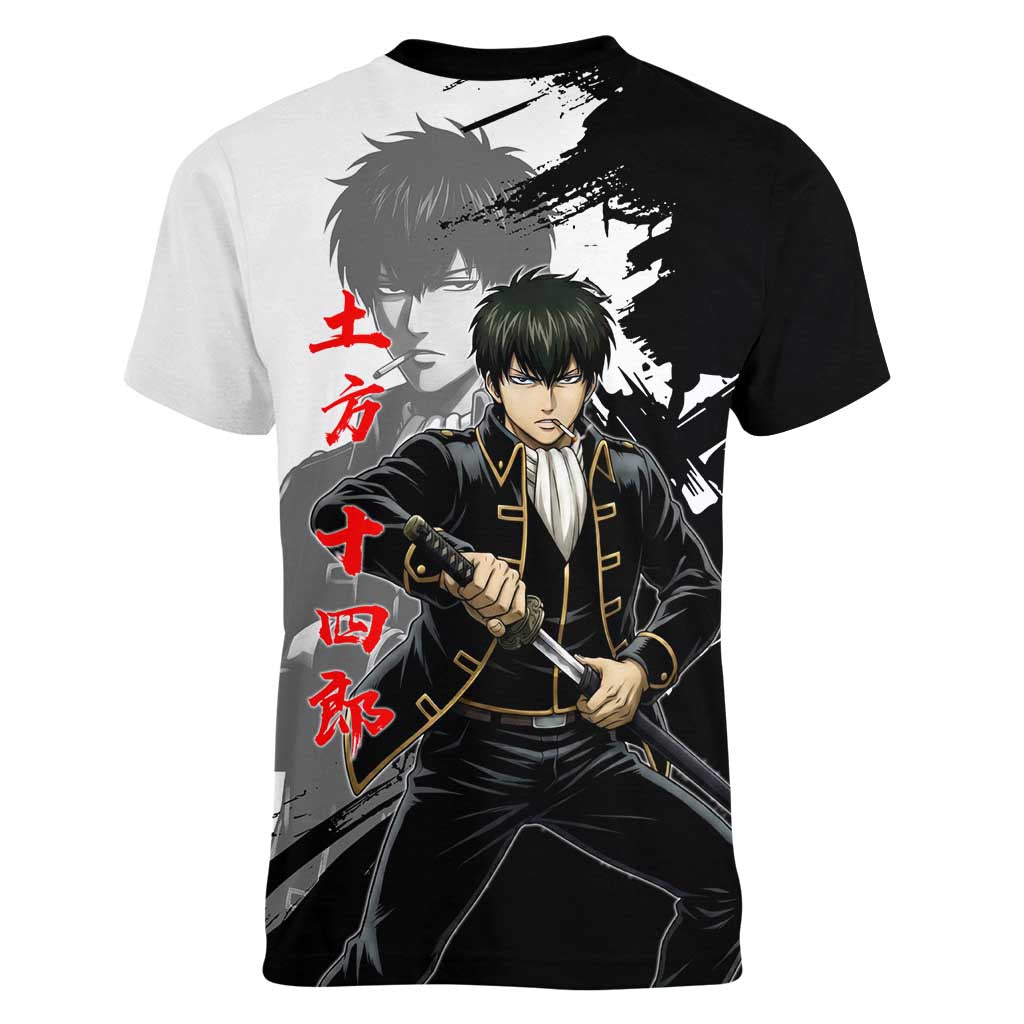 Toshiro Hijikata Women V-Neck T-Shirt Dark Shinsengumi Ink Style