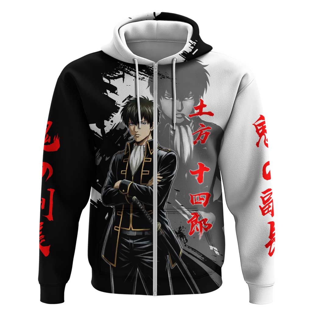 Toshiro Hijikata Zip Hoodie Dark Shinsengumi Ink Style