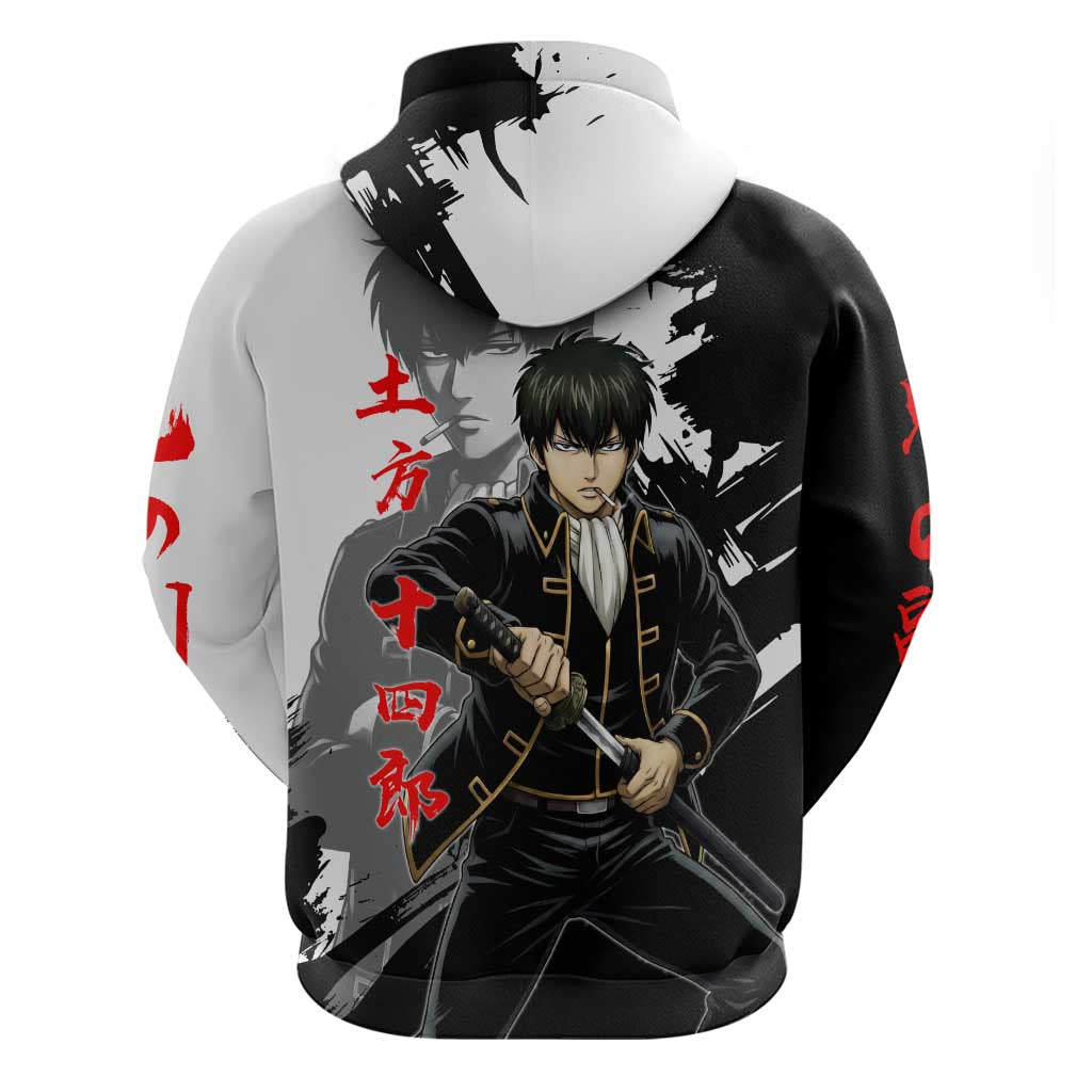 Toshiro Hijikata Zip Hoodie Dark Shinsengumi Ink Style