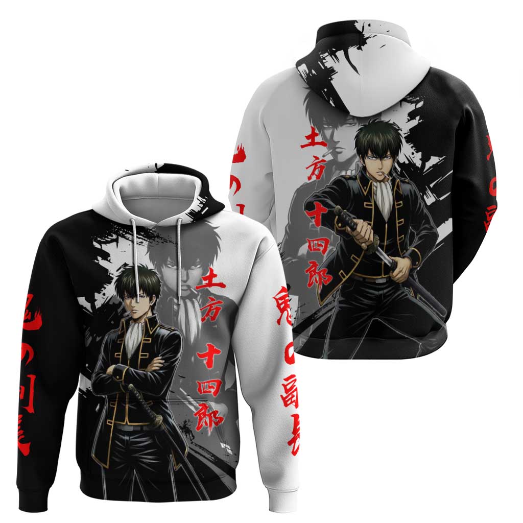 Toshiro Hijikata Zip Hoodie Dark Shinsengumi Ink Style