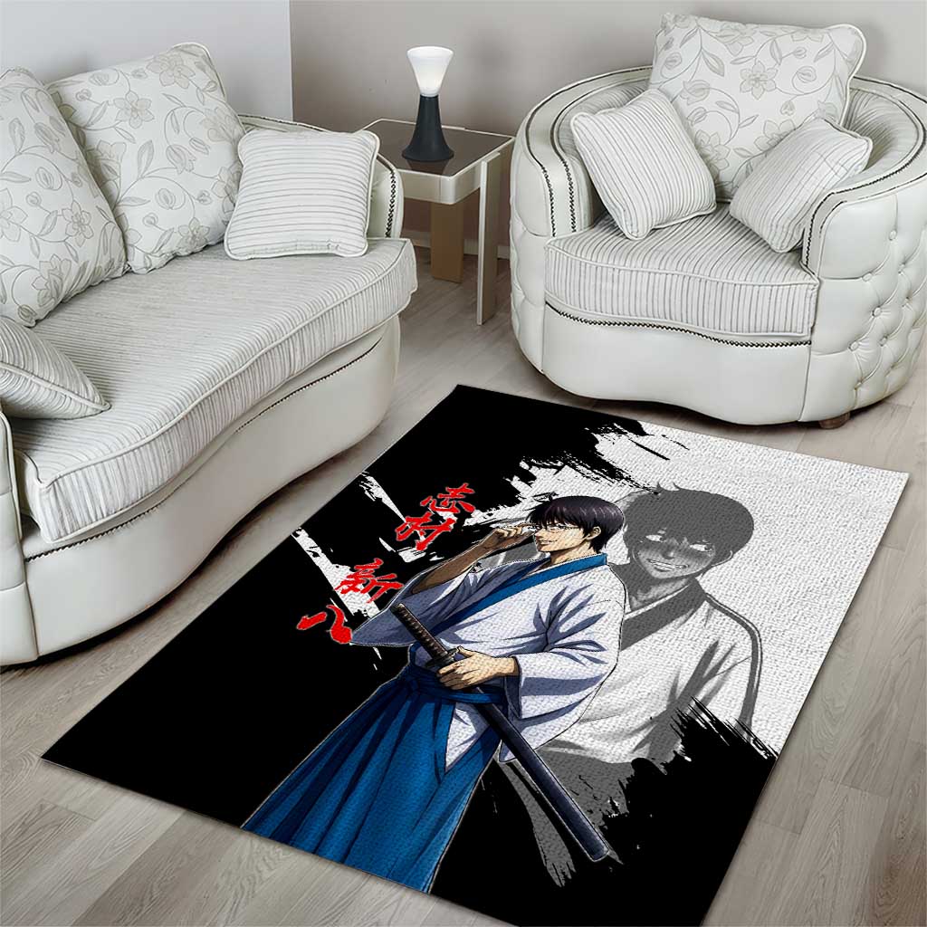 Shinpachi Shimura Area Rug Classic Comedy Samurai Ink Style