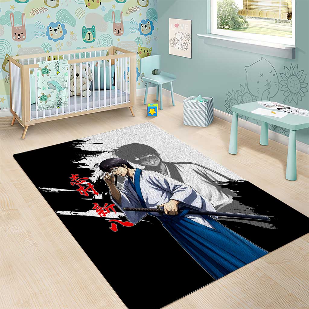 Shinpachi Shimura Area Rug Classic Comedy Samurai Ink Style