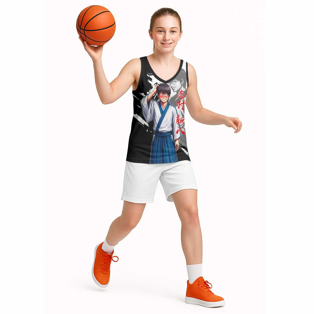 Shinpachi Shimura Basketball Jersey Classic Comedy Samurai Ink Style