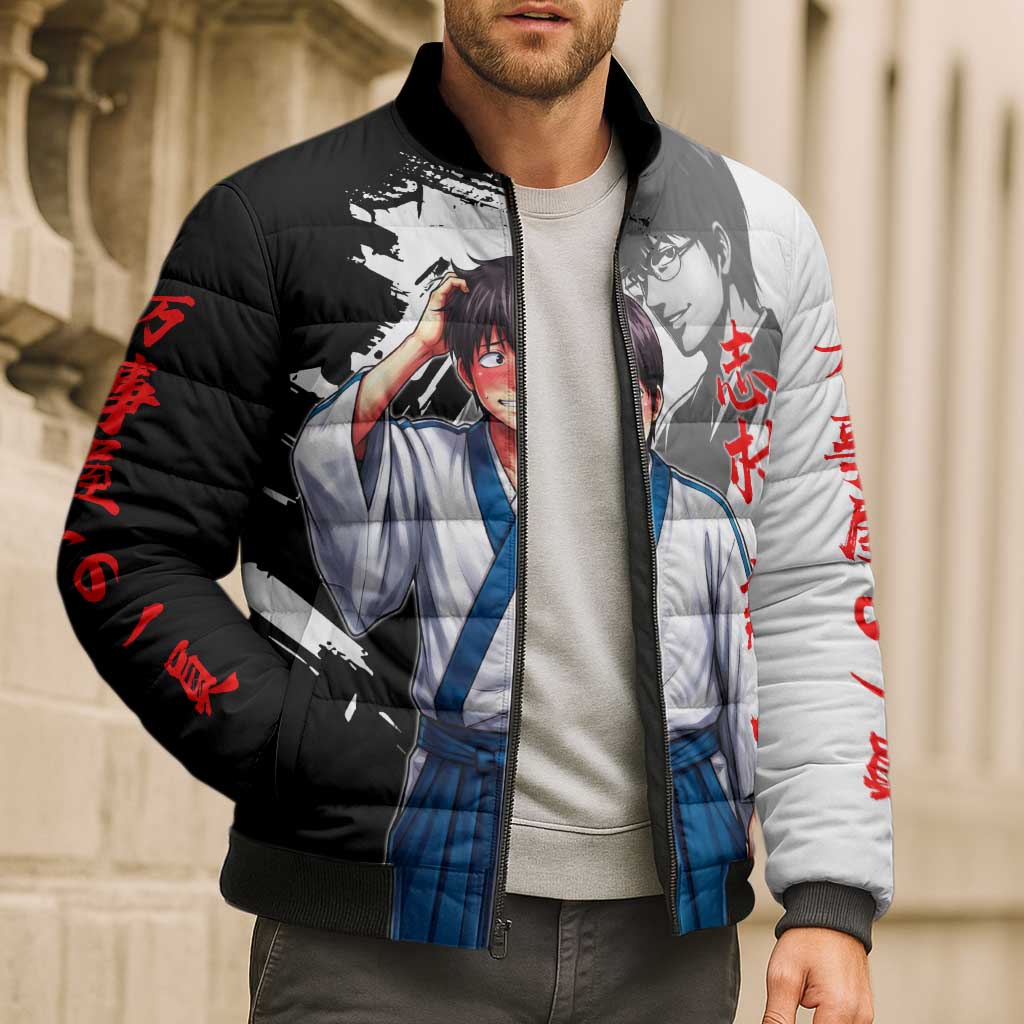 Shinpachi Shimura Bomber Puffer Jacket Classic Comedy Samurai Ink Style