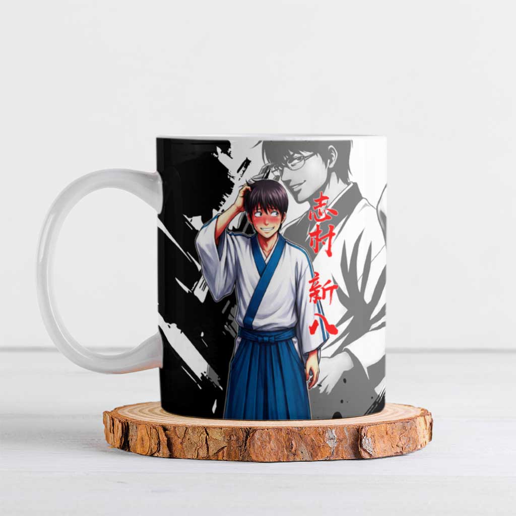 Shinpachi Shimura Ceramic Mug Classic Comedy Samurai Ink Style