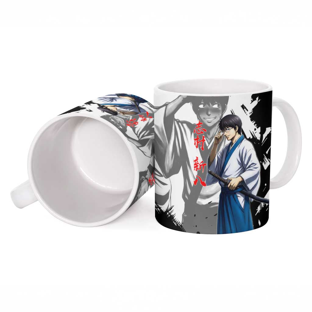 Shinpachi Shimura Ceramic Mug Classic Comedy Samurai Ink Style