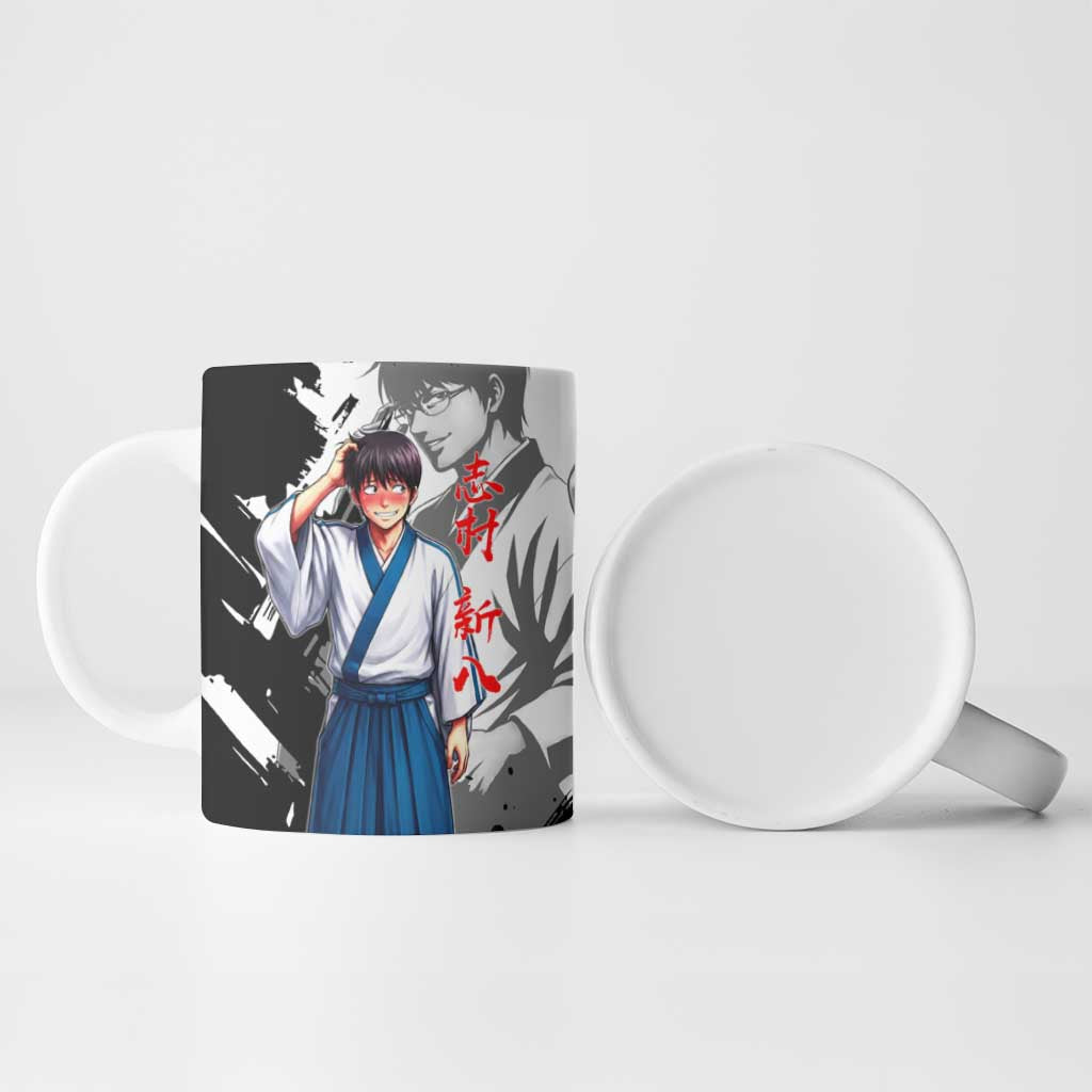 Shinpachi Shimura Ceramic Mug Classic Comedy Samurai Ink Style