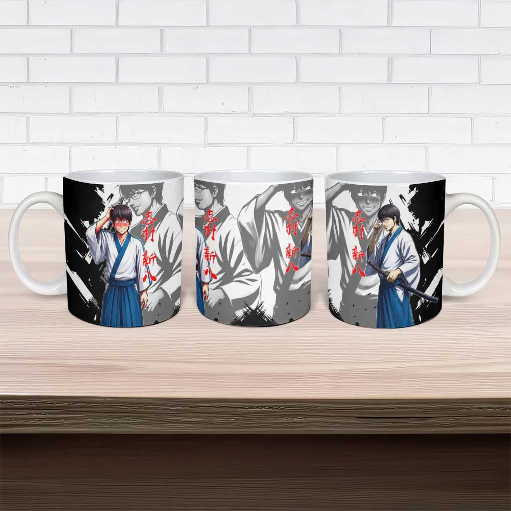 Shinpachi Shimura Ceramic Mug Classic Comedy Samurai Ink Style