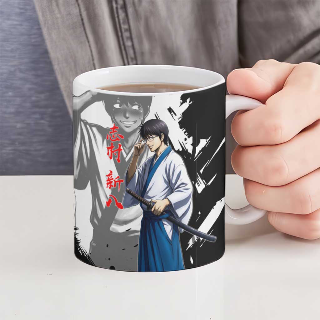 Shinpachi Shimura Ceramic Mug Classic Comedy Samurai Ink Style