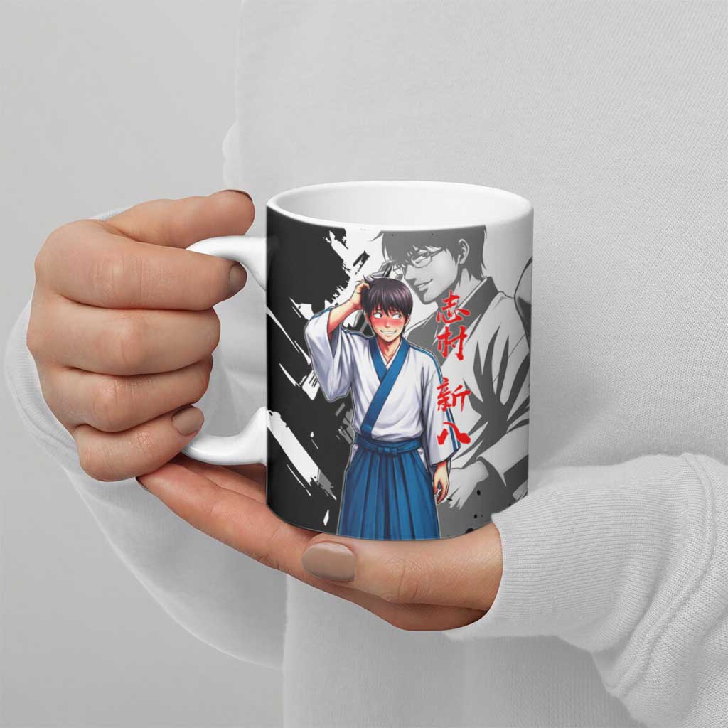 Shinpachi Shimura Ceramic Mug Classic Comedy Samurai Ink Style
